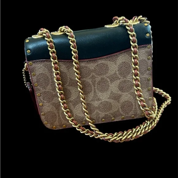 Coach Studded Signature Canvas Chain Crossbody Bag - Picture 6 of 11